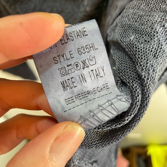 Tempo Paris Made in Italy Blue Lace V-Neck Long Sleeve Size L - Picture 7 of 9